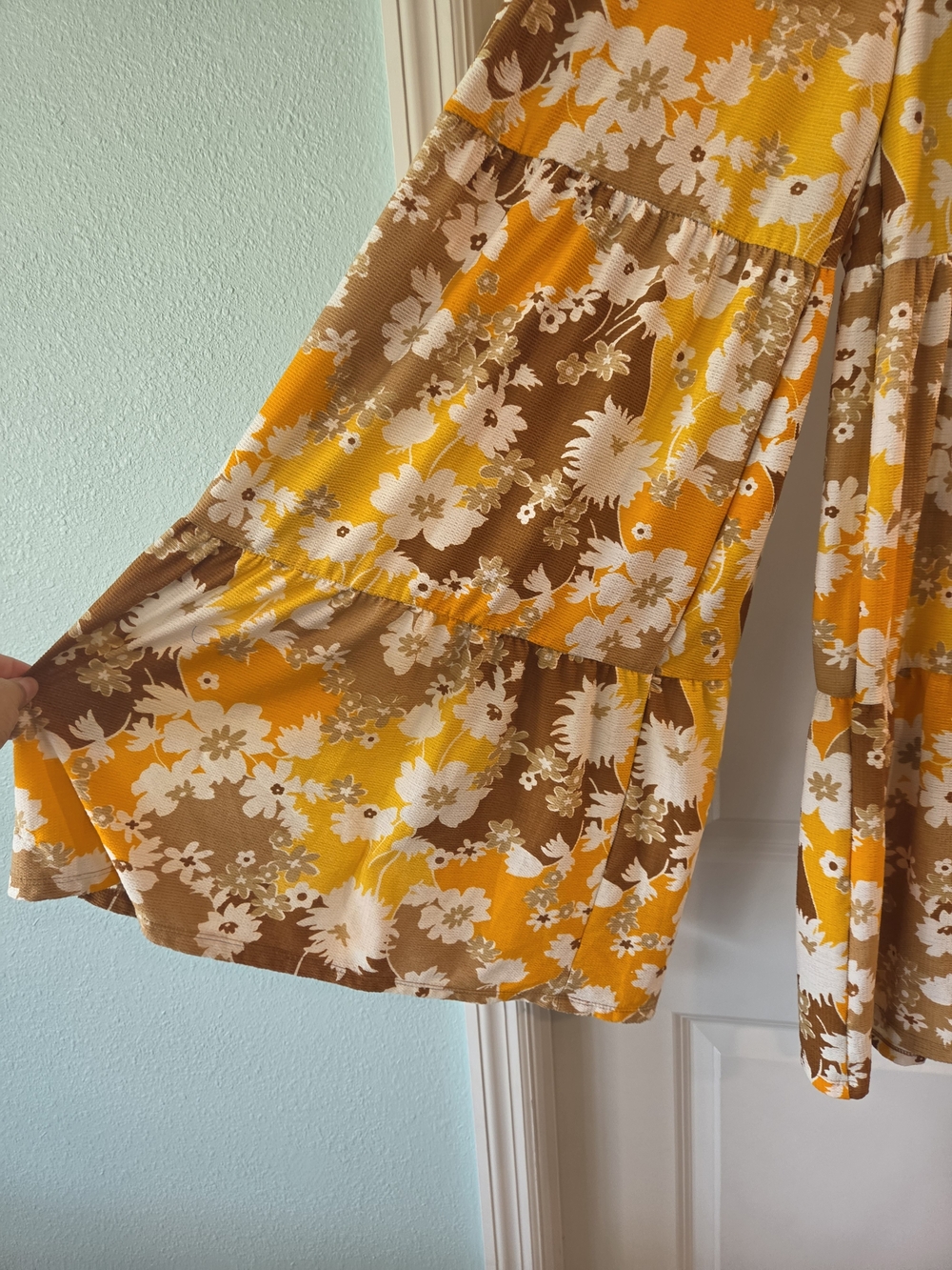 Cato Floral Tiered Wide Leg Palazzo Pants XS Boho Tie Waist - Picture 3 of 7